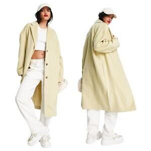 TopShop Longline Coat Cream Size 6 Tall NWT $145 MSRP